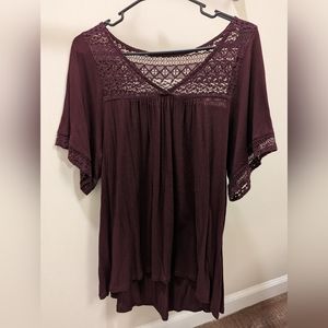 NY&Co Deep Purple Plum V-Neck Blouse - Size M